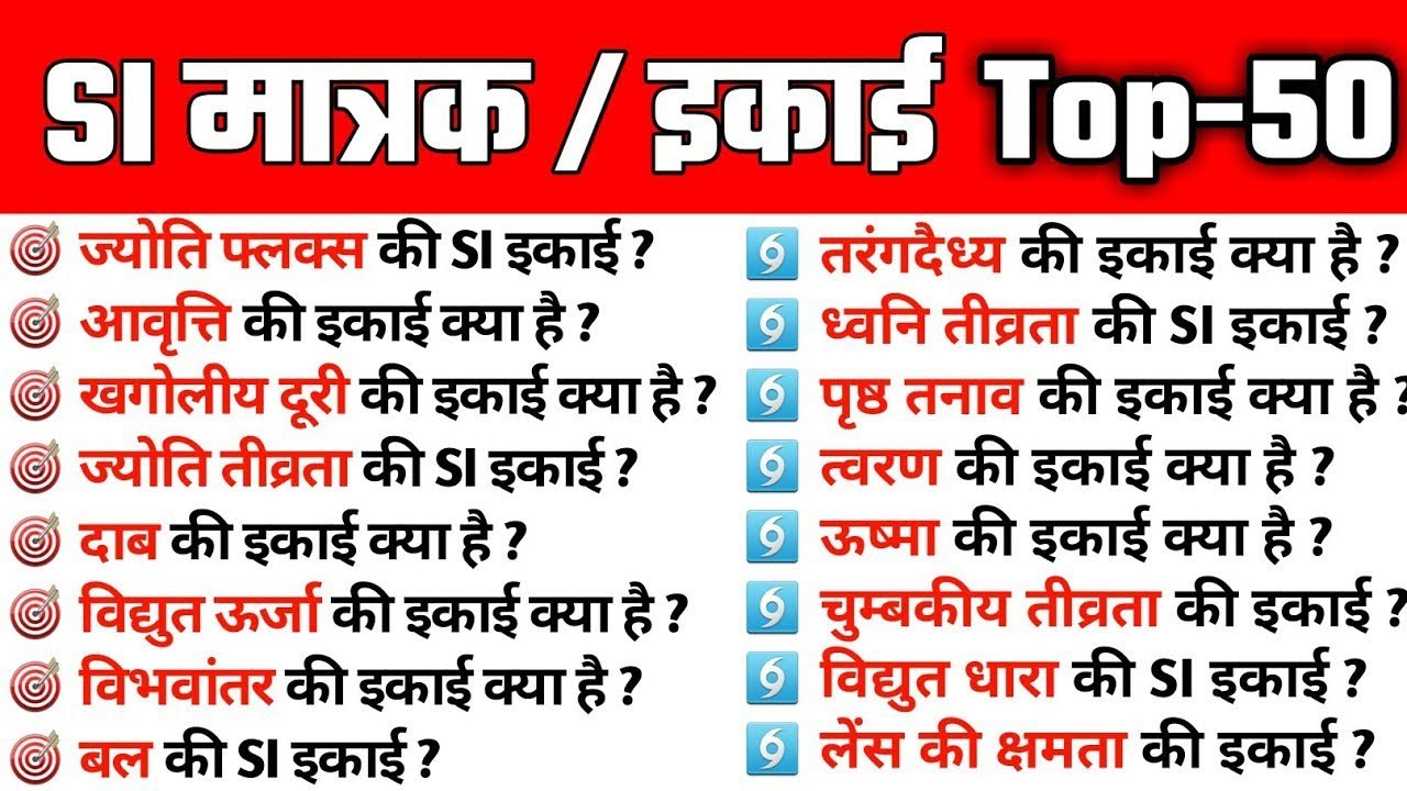   Top 50 SI Units Questions | प्रतियोगी परीक्षाओं में बार-बार पूछे जाने वाले SI Units | Super Tricks