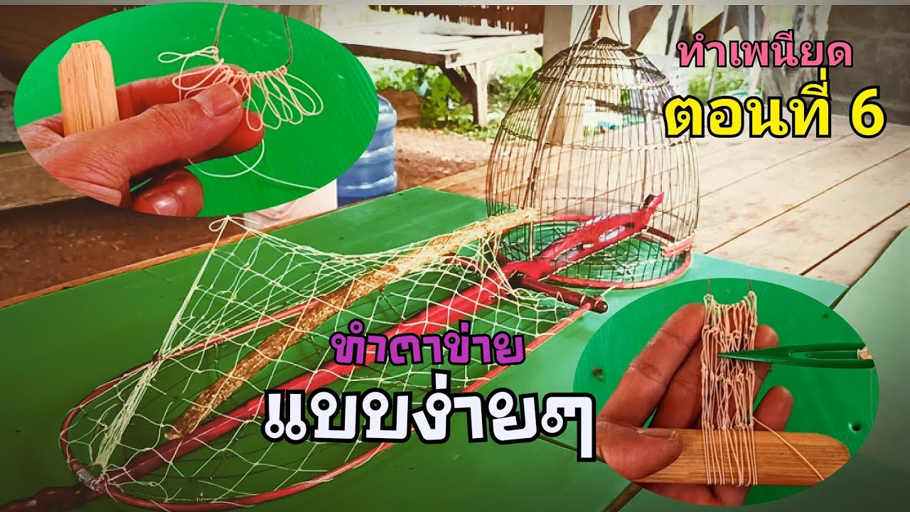 วิธีทำตาข่ายเพนียดต่อนก /พาทำเพนียดต่อนกอกไม้ขนุน ตอนที่6 สอนทำตาข่ายเพนียดแบบง่ายๆแต่ใช้งานดี