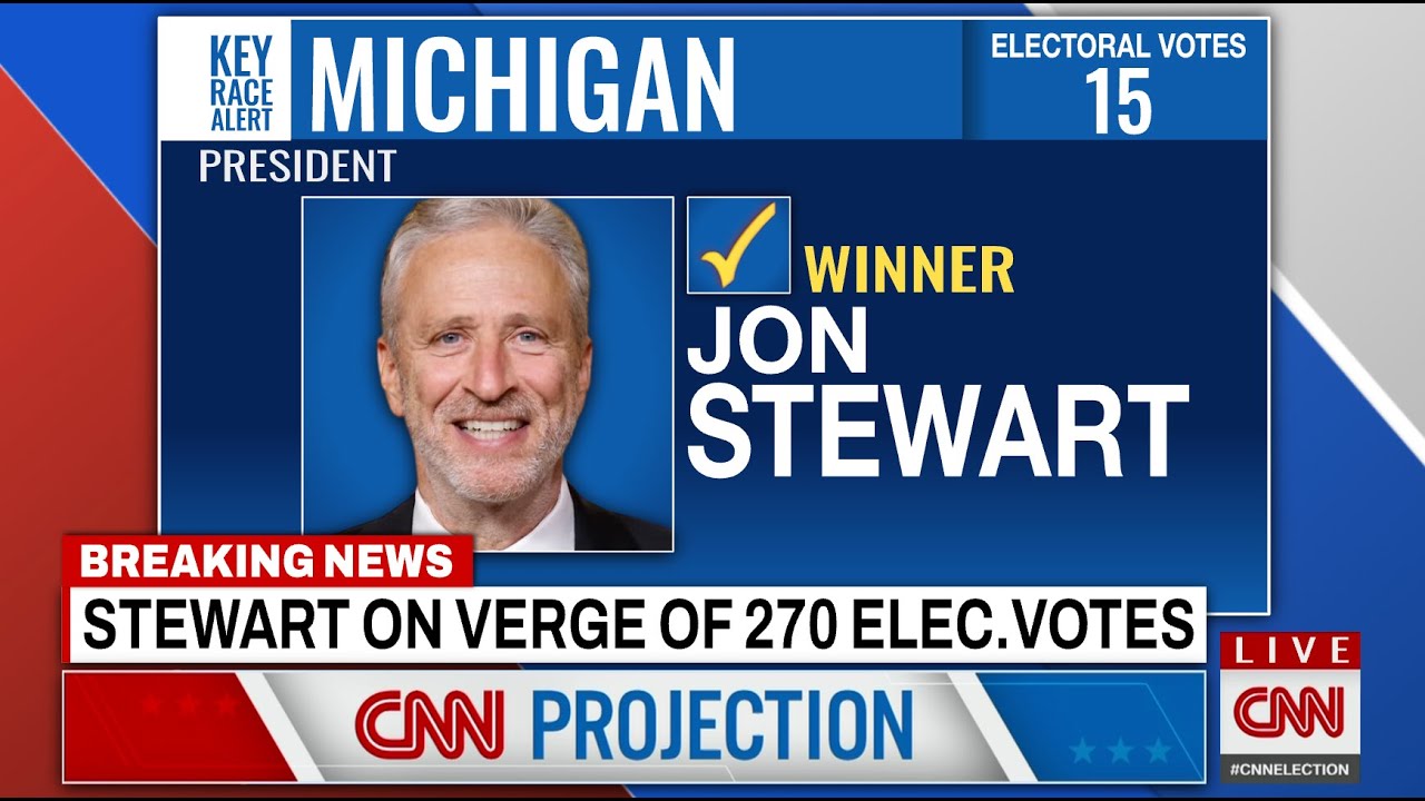 Election Night 2028: Jon Stewart (D) vs. JD Vance (R) | Full Results + Map