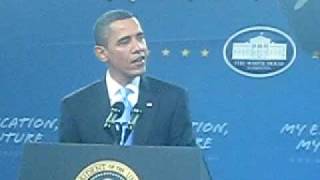President Obama Givin His Speech at wakefield high school