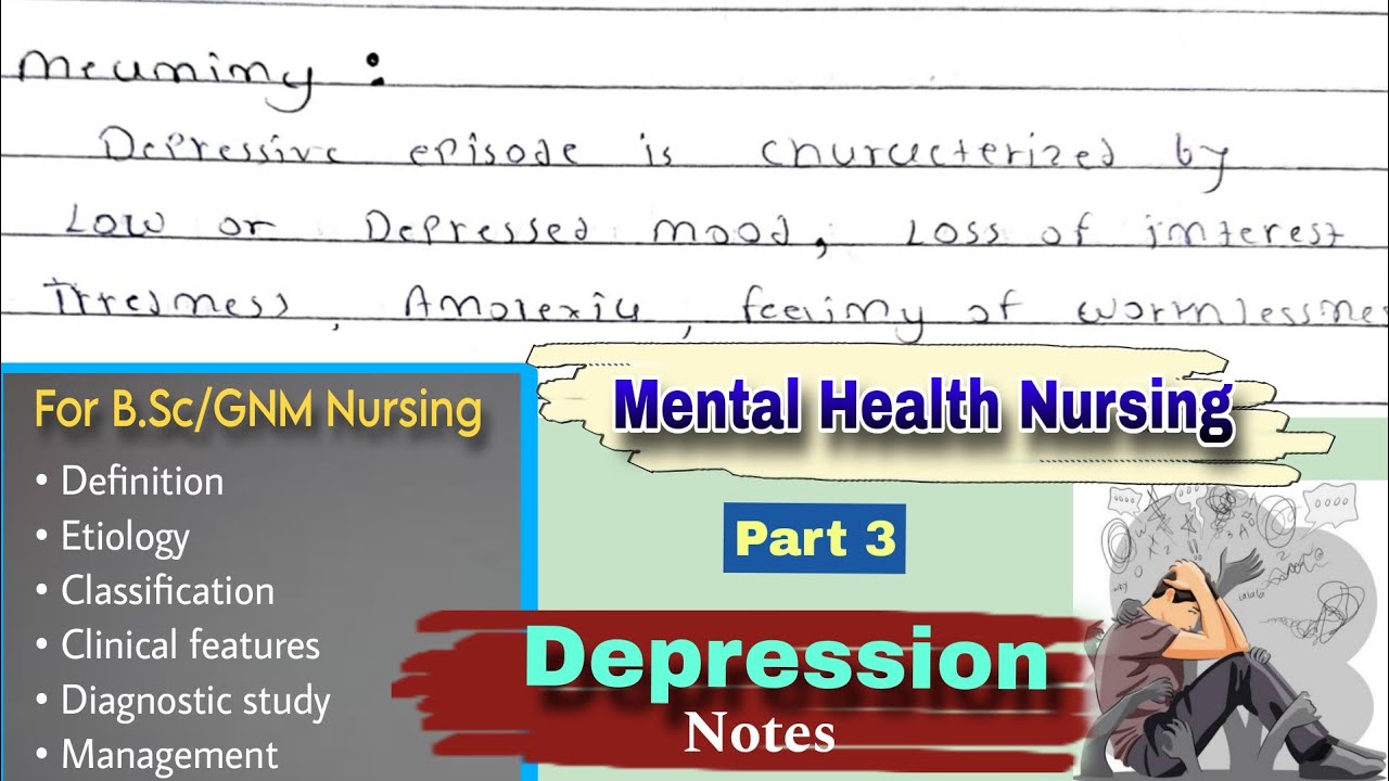 Depression | Part 3 | Depression notes | Lecture on depression | mental health nursing | 
