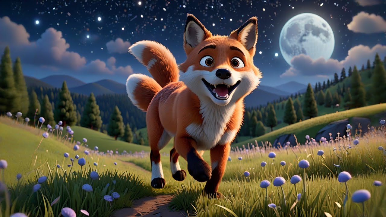 Fuzzy Fox Finds the Moon | Night Adventure Song for Kids | Nursery Rhymes and Learning Songs
