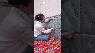 wall renovation decoration Tatami Bed Headboard Soft Pack Install KangSoft wrap#wallstickers.