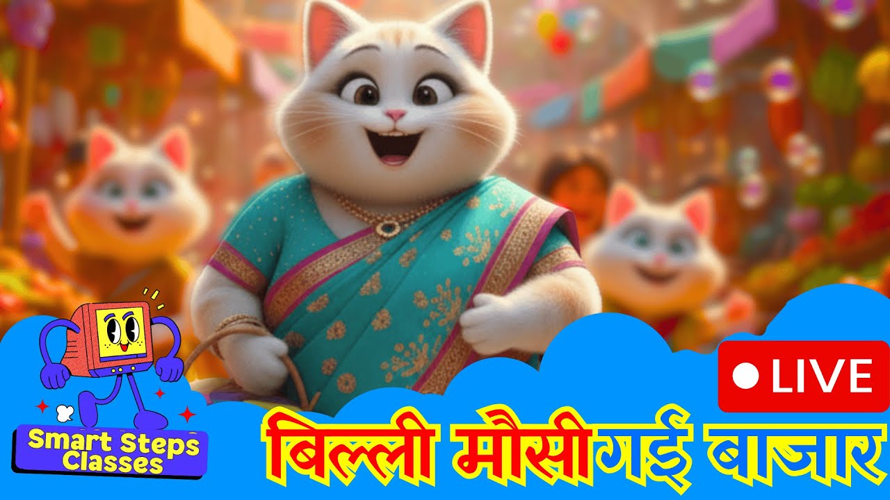 🔴 LIVE Billi Mausi Gayi Bazar 🐱 बिल्ली मौसी गई बाज़ार | Non Stop Hindi Kids Rhyme & Baby Songs