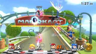 Super Smash Bros Wii U Mario vs. Peach vs. Ness vs. Mega Man