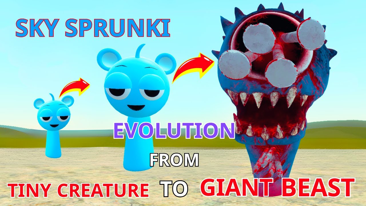 Sky Blue Sprunki: The Evolution From Tiny Creature to Giant Beast | GMod