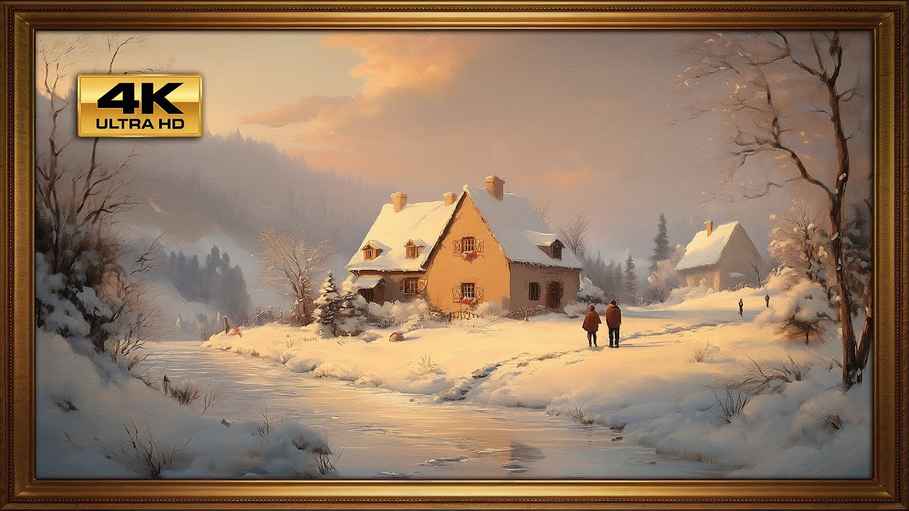 Winter's Quiet Beauty | Vintage Christmas Village Frame | 4K Art TV Screensaver