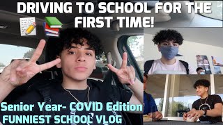 DRIVING TO SCHOOL FOR THE FIRST TIME| School Vlog Covid Edition