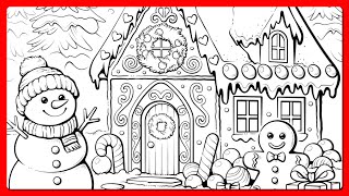 Color by Number Christmas Gingerbread House Snowman Candy Gifts Color Oasis