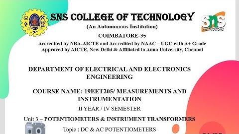 2.CROMPTON TYPE DC POTENTIOMETER | MEASUREMENTS AND INSTRUMENTATION