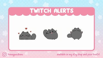 Cute chunky black cat Twitch Alerts Preview