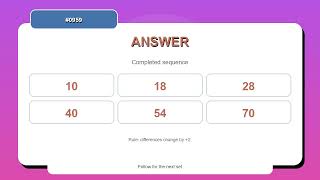 Sequence Challenge #0959 | 10 Sequence and Pattern Practice Questions
