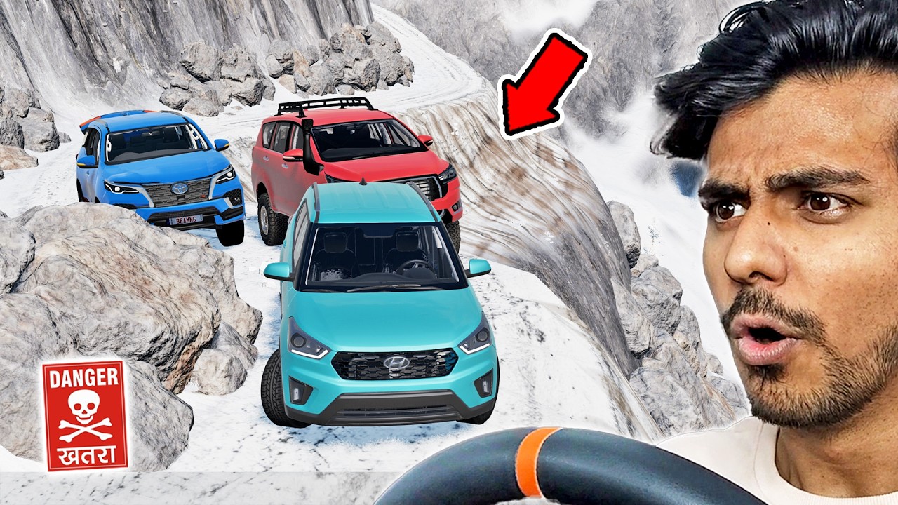 FORTUNER, CRETA &  INNOVA on DANGEROUS MOUNTAIN ROAD in BeamNG