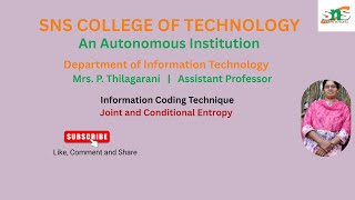 Joint and Conditional Entropy | Information Coding Techniques | SNS Institutions