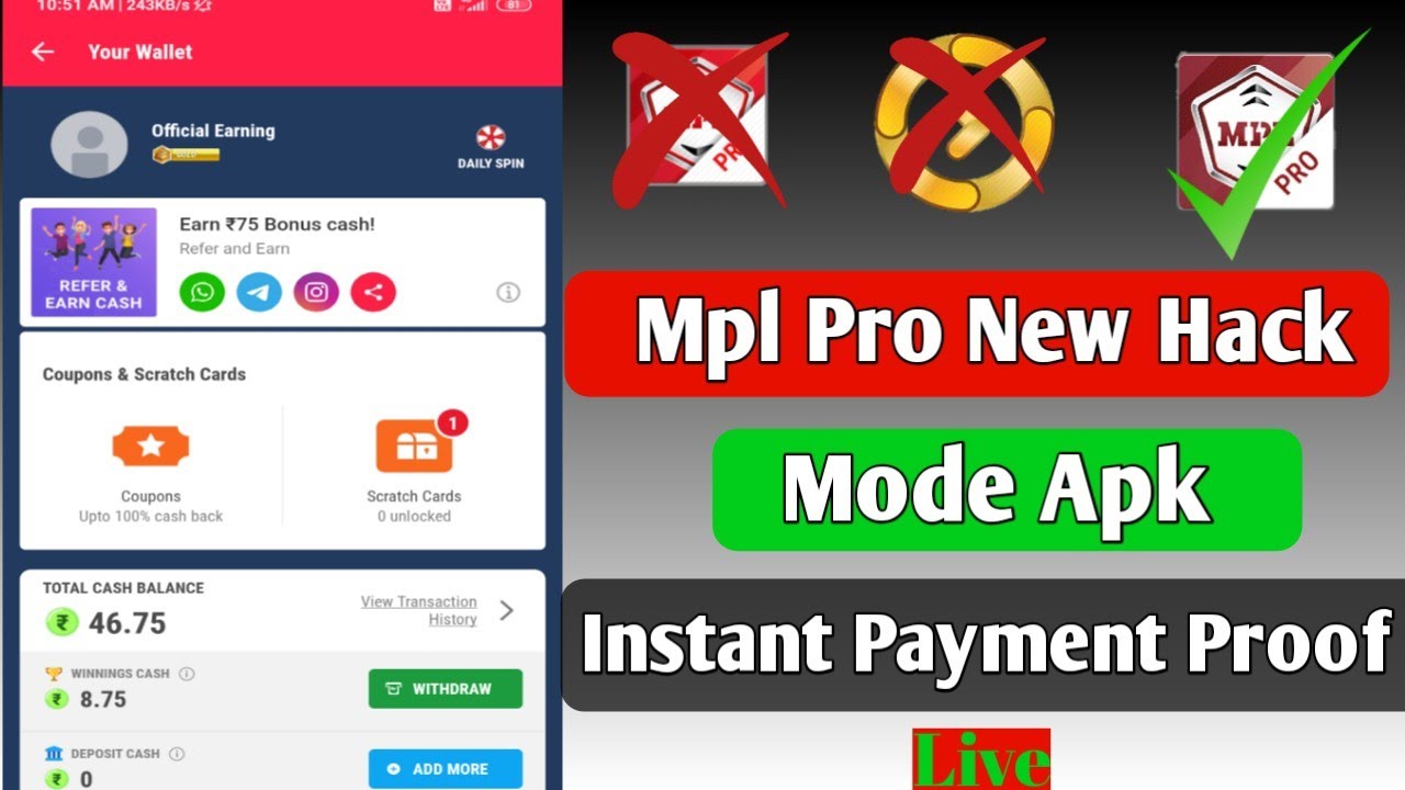 Mpl Pro Unlimited Trick 2021 | Mpl Pro New Mode Apk | Mpl Pro Unlimited Refer Kaise kare