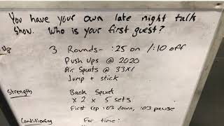Phase 3 workout - back squat, lunge, calories, devil press - 20200831