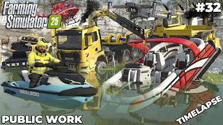 CAN WE RESCUE THIS SUNKEN BOAT FROM THE FROZEN LAKE 🛥️ | PUBLIC WORK | Farming Simulator 25 | EP 32
