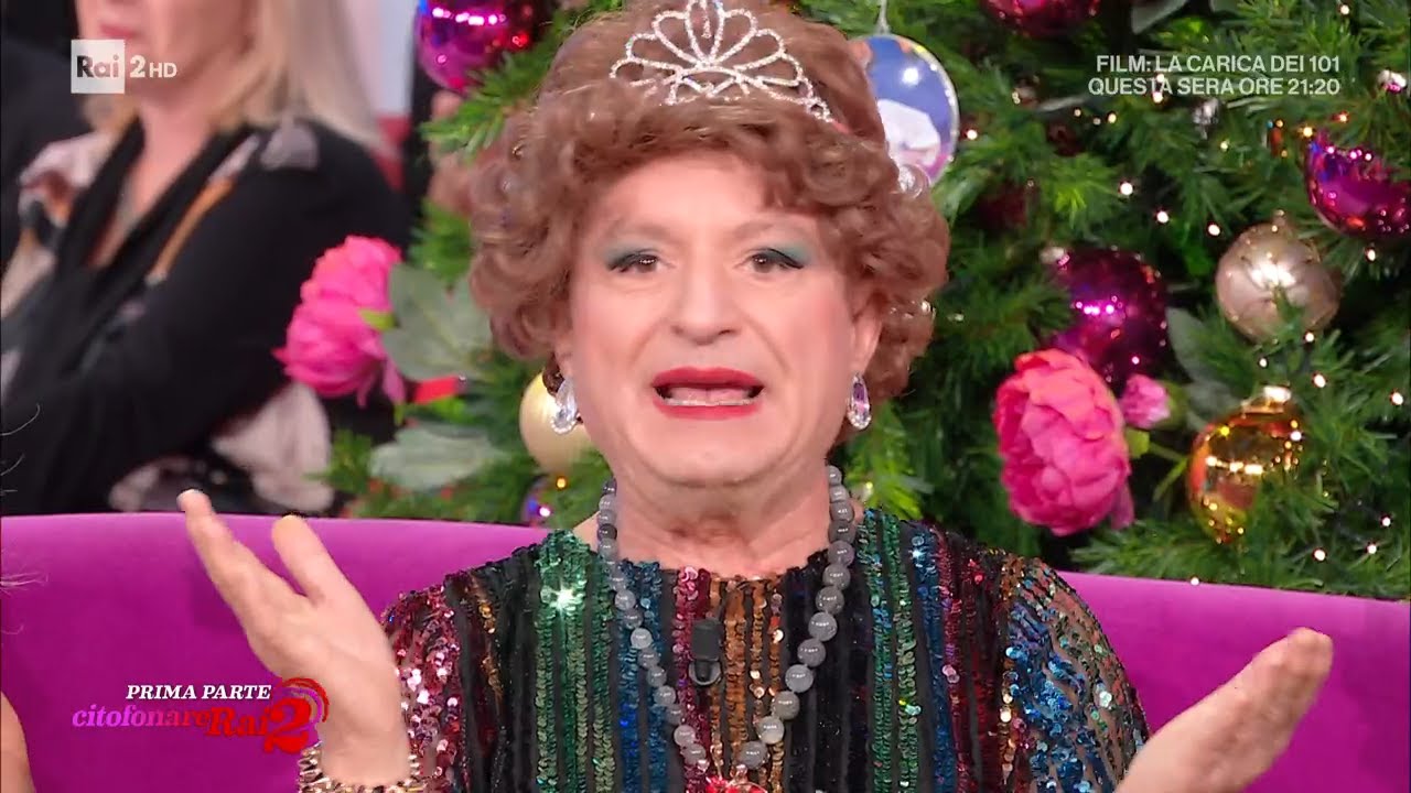 La Signora Emma Coriandoli con Santo Pirrotta - Citofonare Rai2 31/12/2023