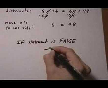 linear equations with no solution or all real numbers