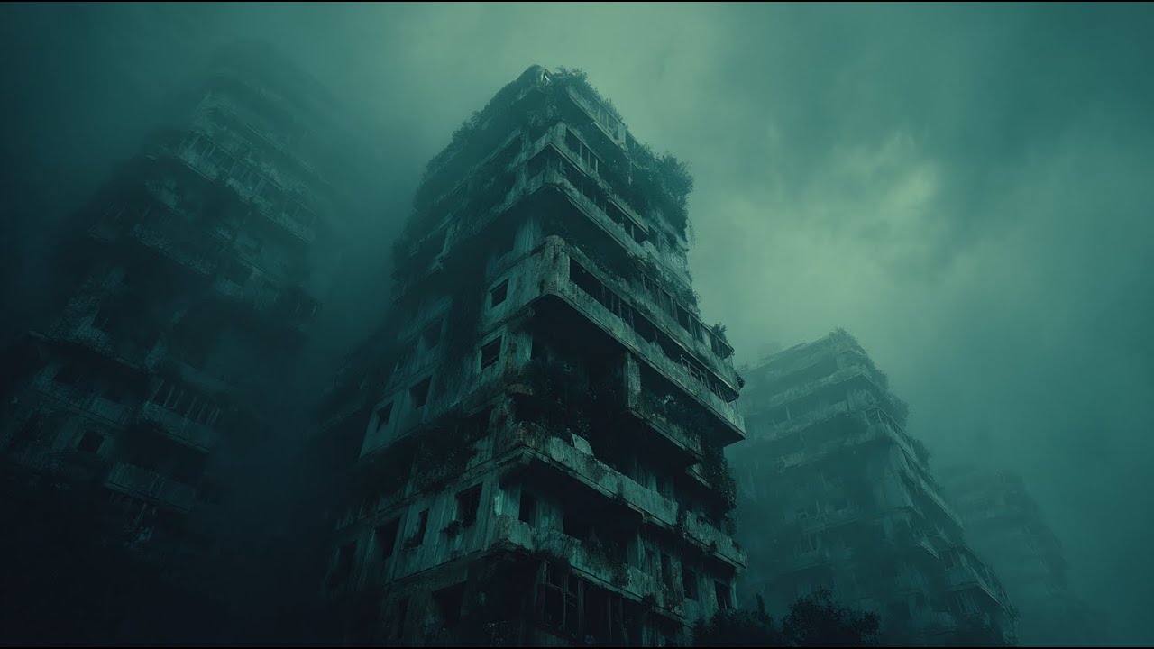 8 Hours of Green Fog | Sleeping in a Dystopian City Soundscape