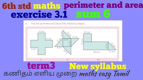 6th std maths perimeter and area exercise3.1 sum6 chapter3 term3