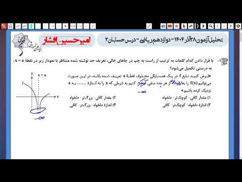 پاسخ سوال 1و2 آزمون قلم چی درس حسابان 2 تاریخ 28 آذر مبحث حد و پیوستگی استاد افشار