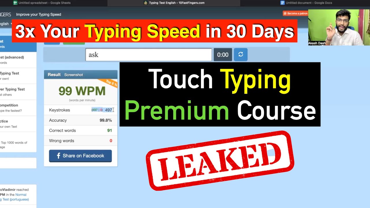 Touch Typing Premium Lectures Leaked 😱 3x Your Typing Speed in 30 Days ...