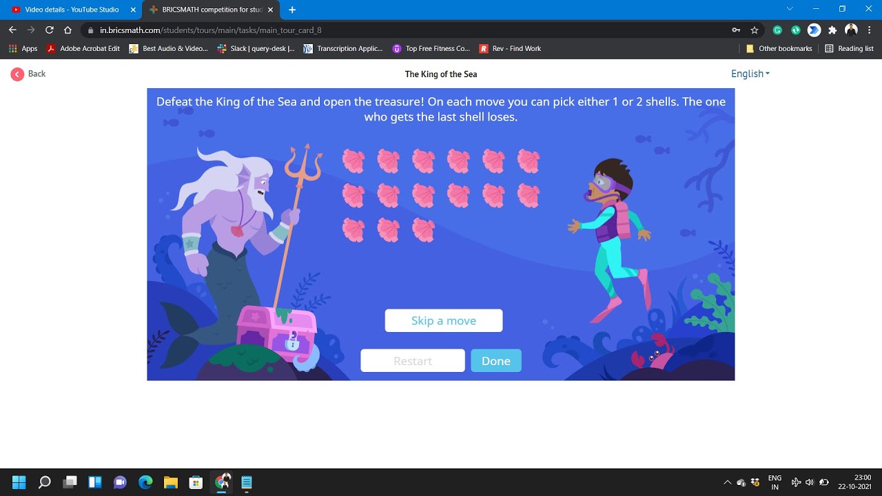 BRICSMATH 2021 | Main Round | The King of the Sea | Grade 1 |