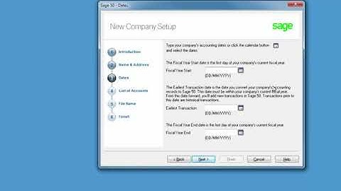 Sage 50 - Creating a new company
