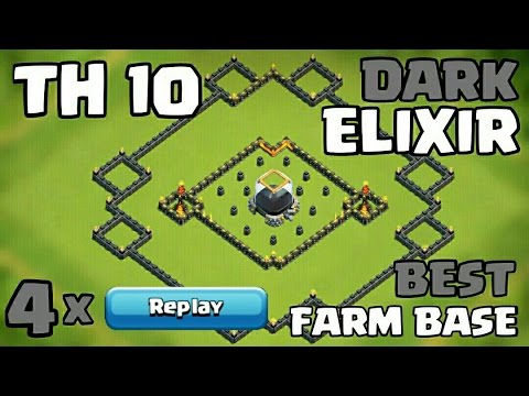 Clash of Clans TH10 Farming Base (Dark Elixir Base) 2016 + 4 x Replays