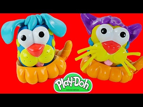 Play Doh animals figures playset  How to make playdough cat  dog  FunnyCat.TV