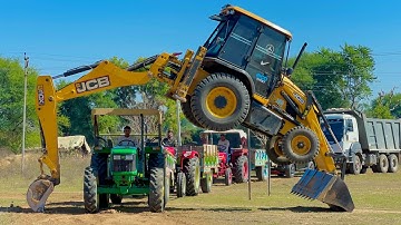 Jcb 3dx Backhoe Machine Mahindra Swaraj New Eicher Sonalika Tractor Over LoadingTrolley Truck video.