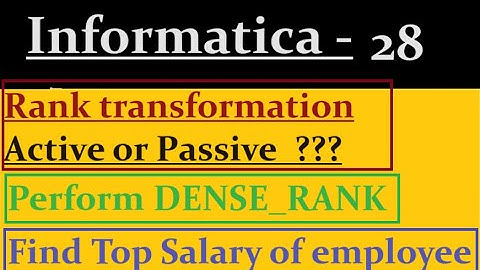 rank transformation in Informatica