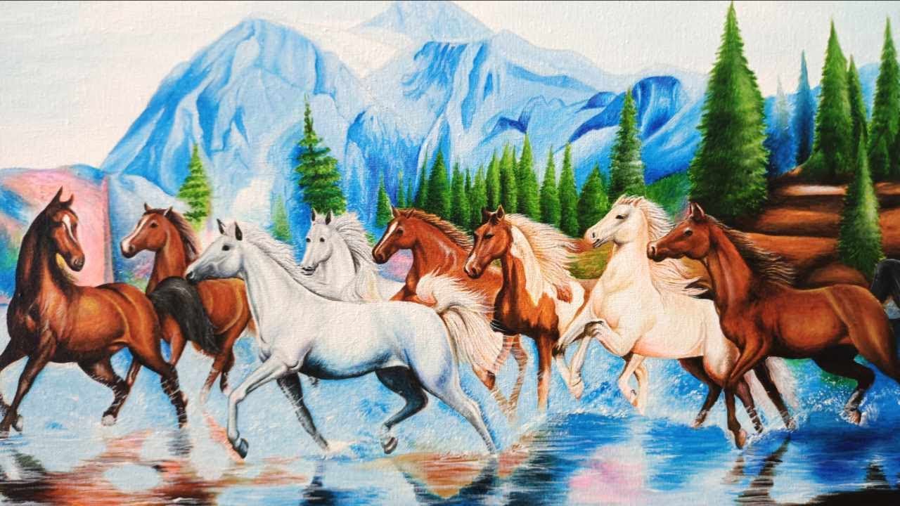 8 horses painting - YouTube