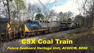CSX 3065 (Future Seaboard Airline Heritage), AC60CW 650, SD50 8572 - CSX Empty Coal Train - 2017