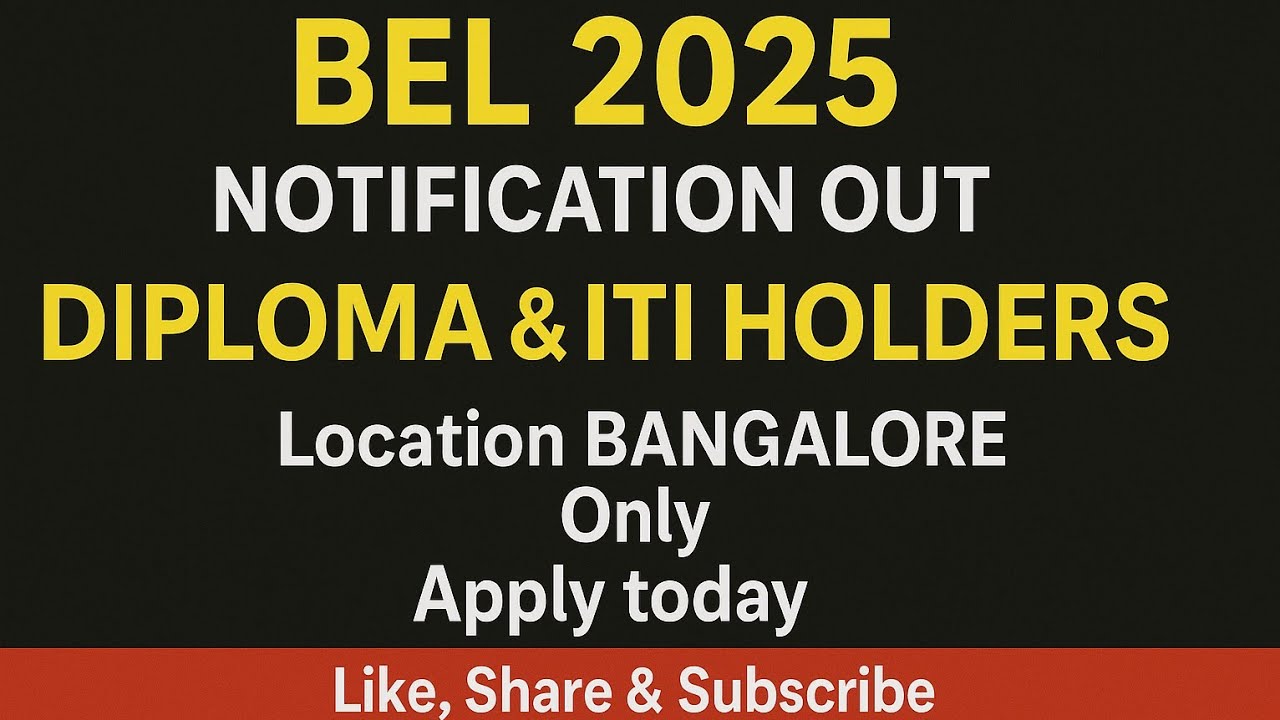 BEL 2025 ಉದ್ಯೋಗ – ನೇಮಕಾತಿ ಪ್ರಕಟಣೆ Diploma & ITI ವಿದ್ಯಾರ್ಥಿಗಳಿಗೆ ಸರ್ಕಾರಿ ಕೆಲಸ!