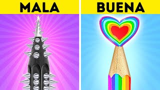 TRUCOS ESCOLARES BUENOS VS MALOS |Trucos virales e ideas DIY para cualquier ocasión por 123GO!Series