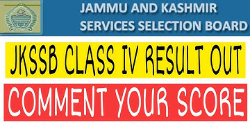 JKSSB CLASS IV RESULT OUT||OFFICIAL NOTIFICATION||MISSION JKSSB