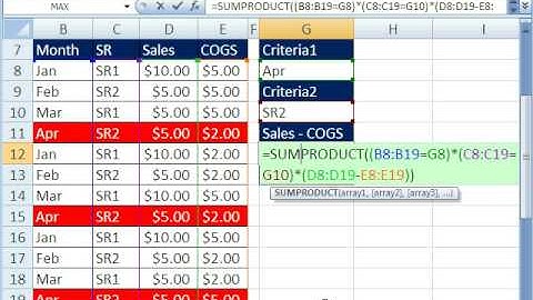 Excel Magic Trick 339: Sum Differences with 2 Criteria SUMPRODUCT