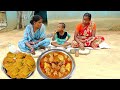 soyabean aloo curry and potol vaji recipe cooking&amp;eating by santali tribe women||rural village India