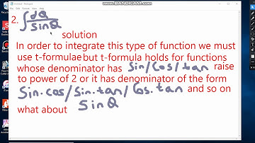 INTEGRATION of trigonometric function by t formula class number nine9
