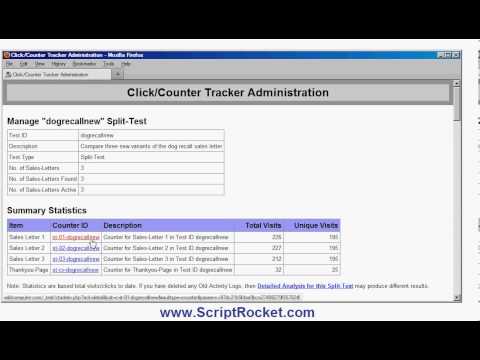 PHP Script for Split Testing Sales-Letters, Compatible with ClickBank, by ScriptRocket.com