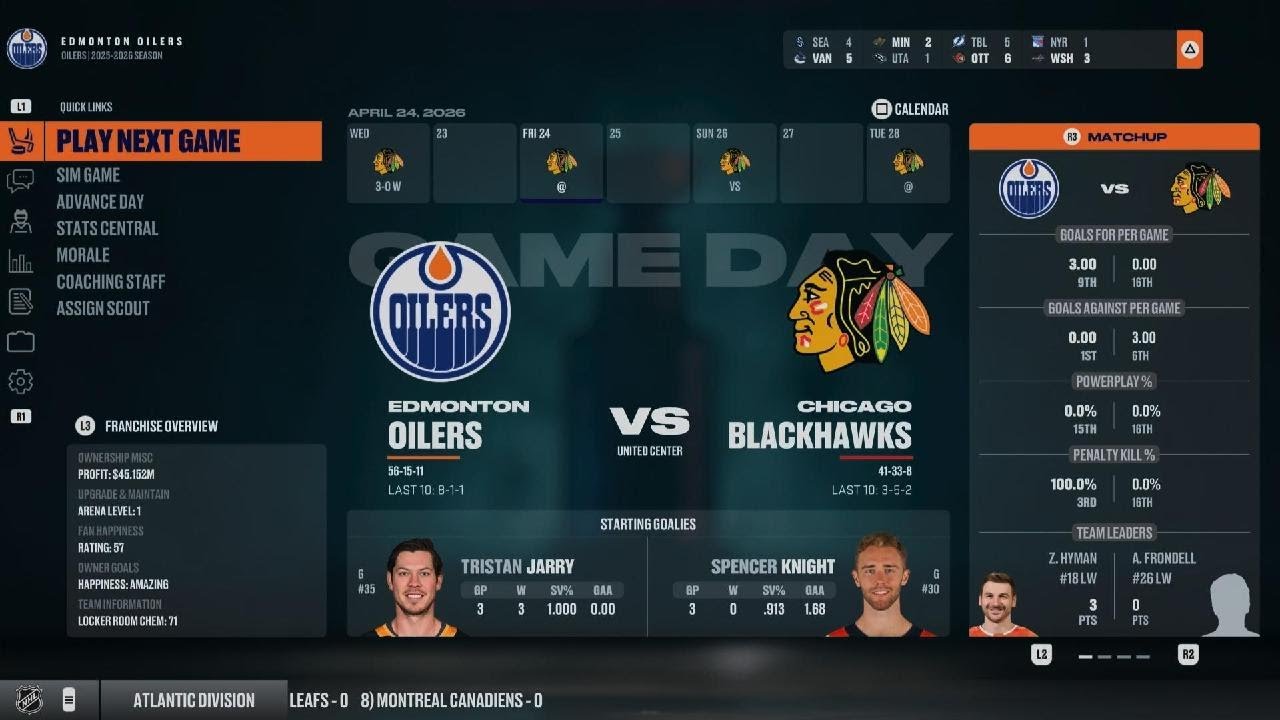Blackhawks vs Oilers 04/24/26