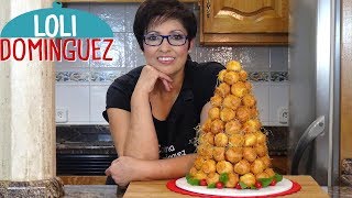 Cómo hacer una Croquembouche o Tarta de profiteroles rellenos de crema pastelera. Loli Domínguez