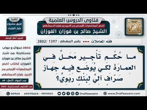 [1397 -2802] حكم تأجير المكان لجهاز صراف آلي لبنك ربوي؟