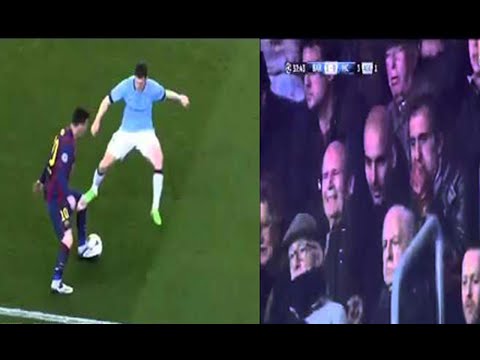 تصميم لقطة ميسي مع جيمس ميلنر ردة فعل بيب جوارديولا