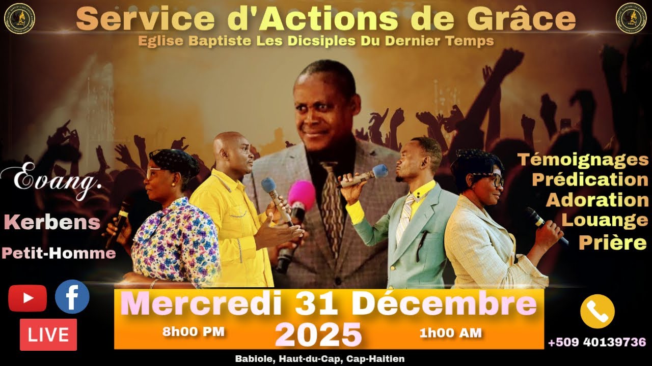 Service d'Actions de Grâce || Mercredi 31 Décembre 2025 || - YouTube