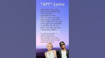 Thumbnail of APT Lyrics,ROSÉ & Bruno Mars - APT.  #englishsongs #kissyface #lyrics #lyricspopmusic