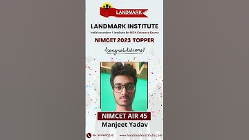 NIMCET 2023 RESULT | AIR 45 Manjeet Yadav  | Landmark Institute - Best Institute for MCA Entrance