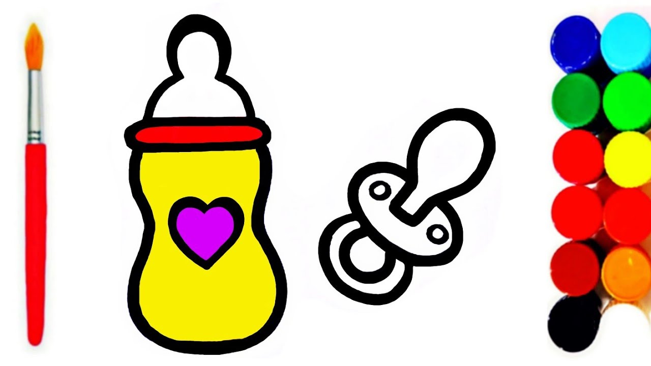 How to draw a Baby 👶 milk bottle 🍼 step by step | Draw a feeder ...